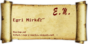 Egri Mirkó névjegykártya